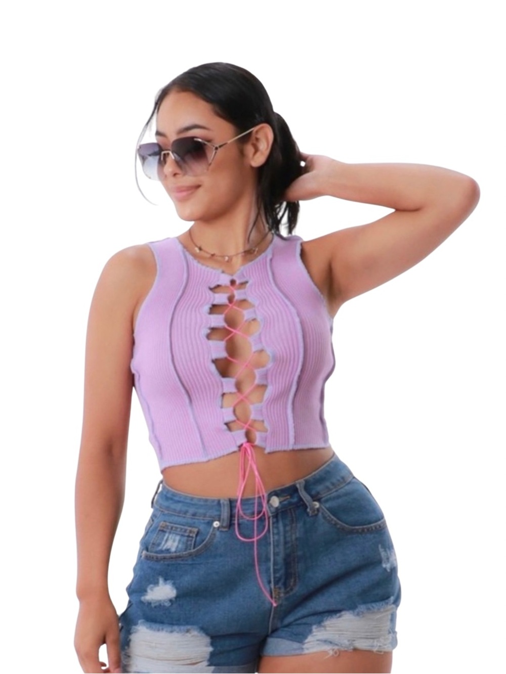 NWT Lavender Peekaboo Top | Adjustable Fit